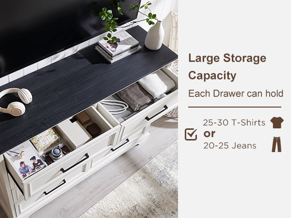 JXQTLINGMU 52 inch Farmhouse 8 Drawers Double Dresser