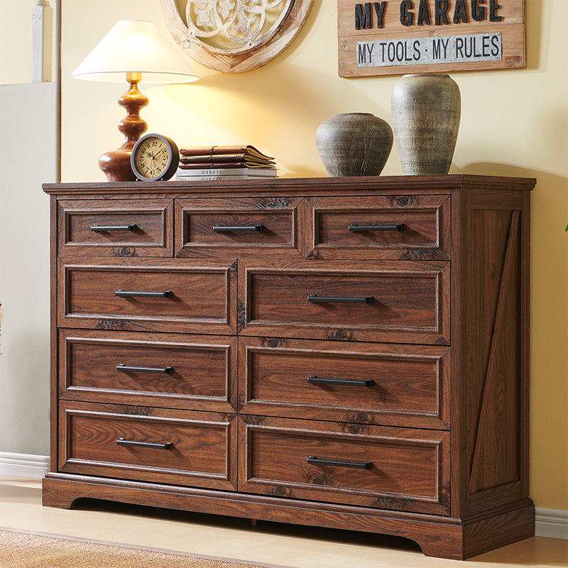JXQTLINGMU 36 inch Farmhouse 9 Drawer Double Dresser