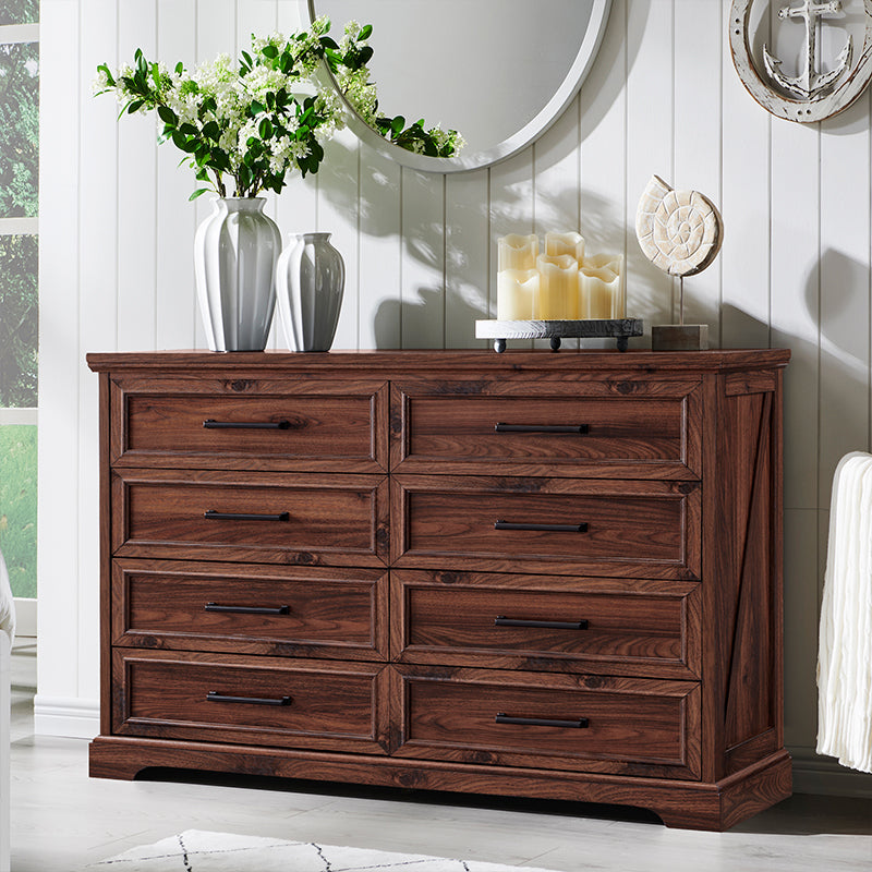 JXQTLINGMU 52 inch Farmhouse 8 Drawers Double Dresser