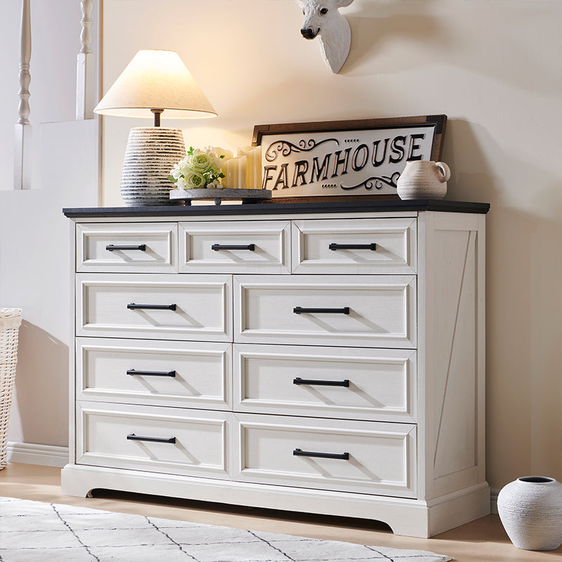 JXQTLINGMU 36 inch Farmhouse 9 Drawer Double Dresser JXQTLINGMU 36 inch Farmhouse 9 Drawer Double Dresser