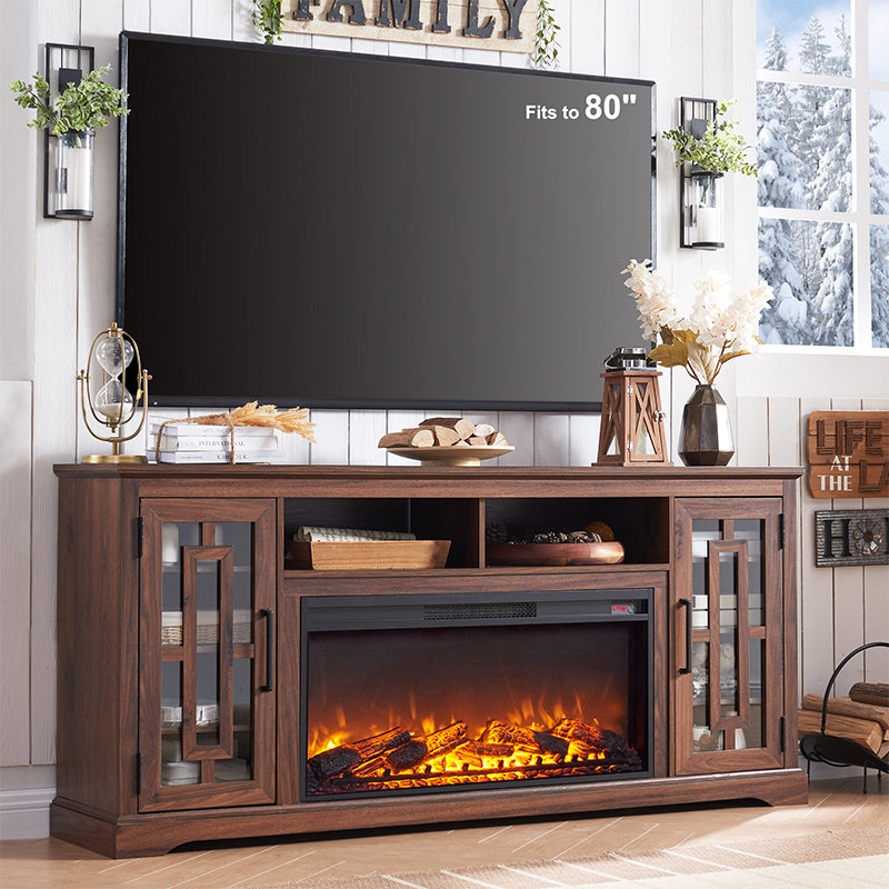 JXQTLINGMU 70 inch Farmhouse Fireplace TV Stand