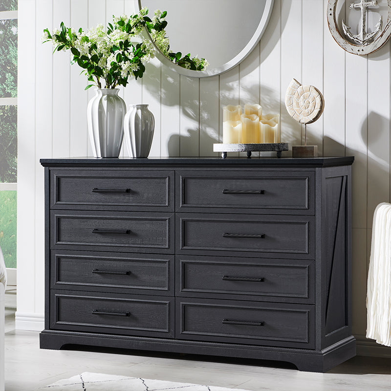JXQTLINGMU 52 inch Farmhouse 8 Drawers Double Dresser
