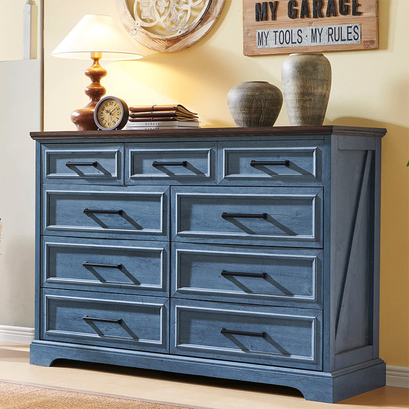 JXQTLINGMU 36 inch Farmhouse 9 Drawer Double Dresser