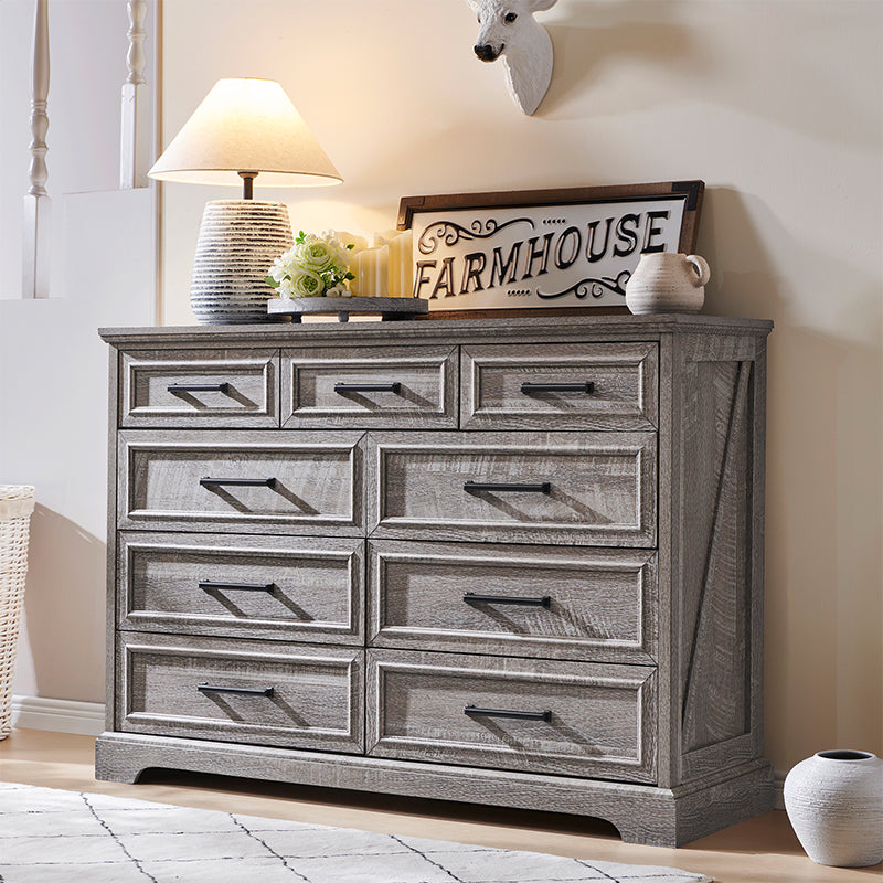 JXQTLINGMU 36 inch Farmhouse 9 Drawer Double Dresser
