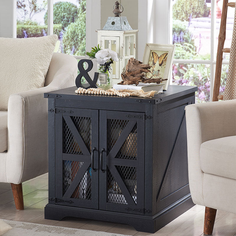 JXQTLINGMU Farmhouse End Table, 24 inch Large Sofa Side Table with Charging Station