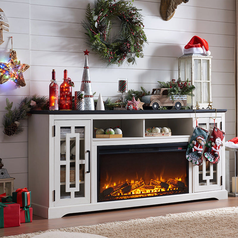 JXQTLINGMU 70 inch Farmhouse Fireplace TV Stand