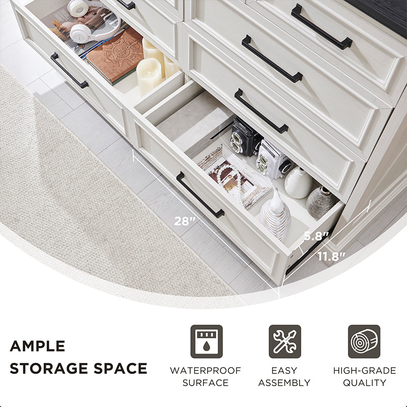 JXQTLINGMU 36 inch Farmhouse 9 Drawer Double Dresser