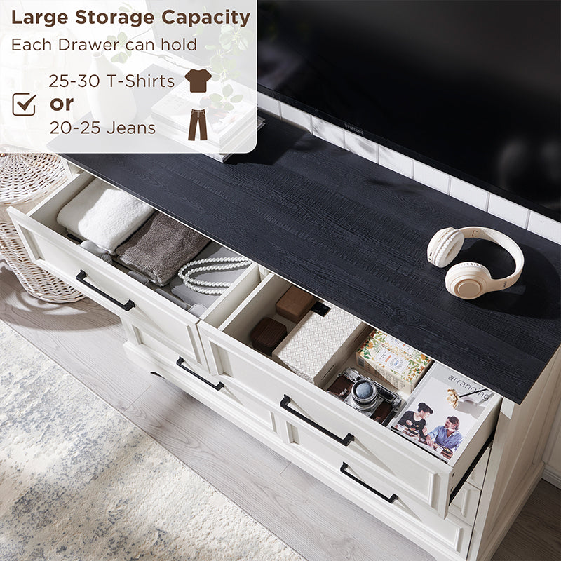 JXQTLINGMU 52 inch Farmhouse 8 Drawers Double Dresser