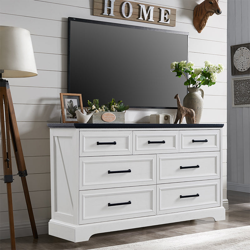 JXQTLINGMU 7 Drawer Dresser, Farmhouse Double Chest of Drawers