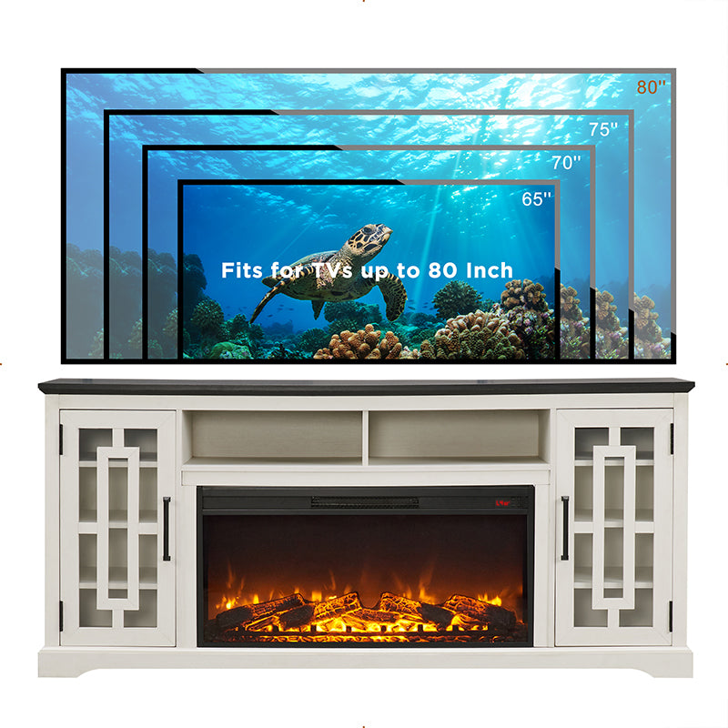 JXQTLINGMU 70 inch Farmhouse Fireplace TV Stand