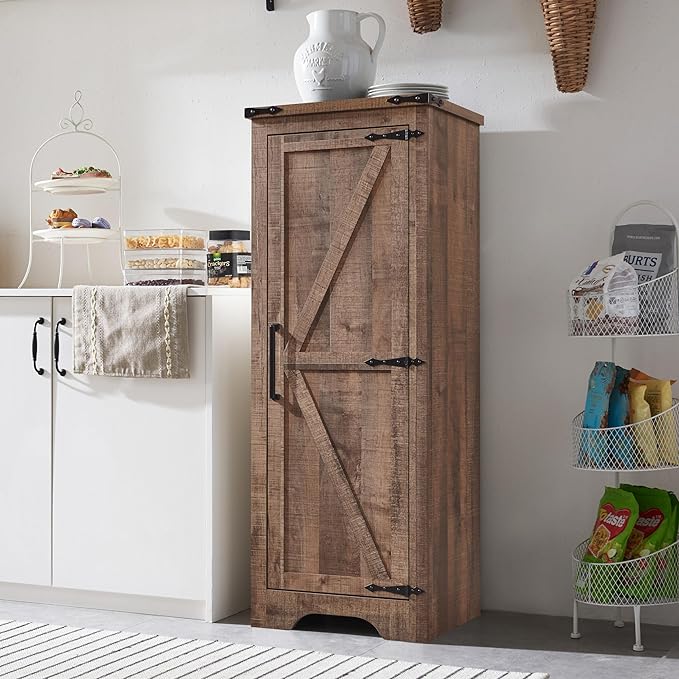 JXQTLINGMU Farmhouse Bathroom Floor Storage Cabinet with Barn Doors