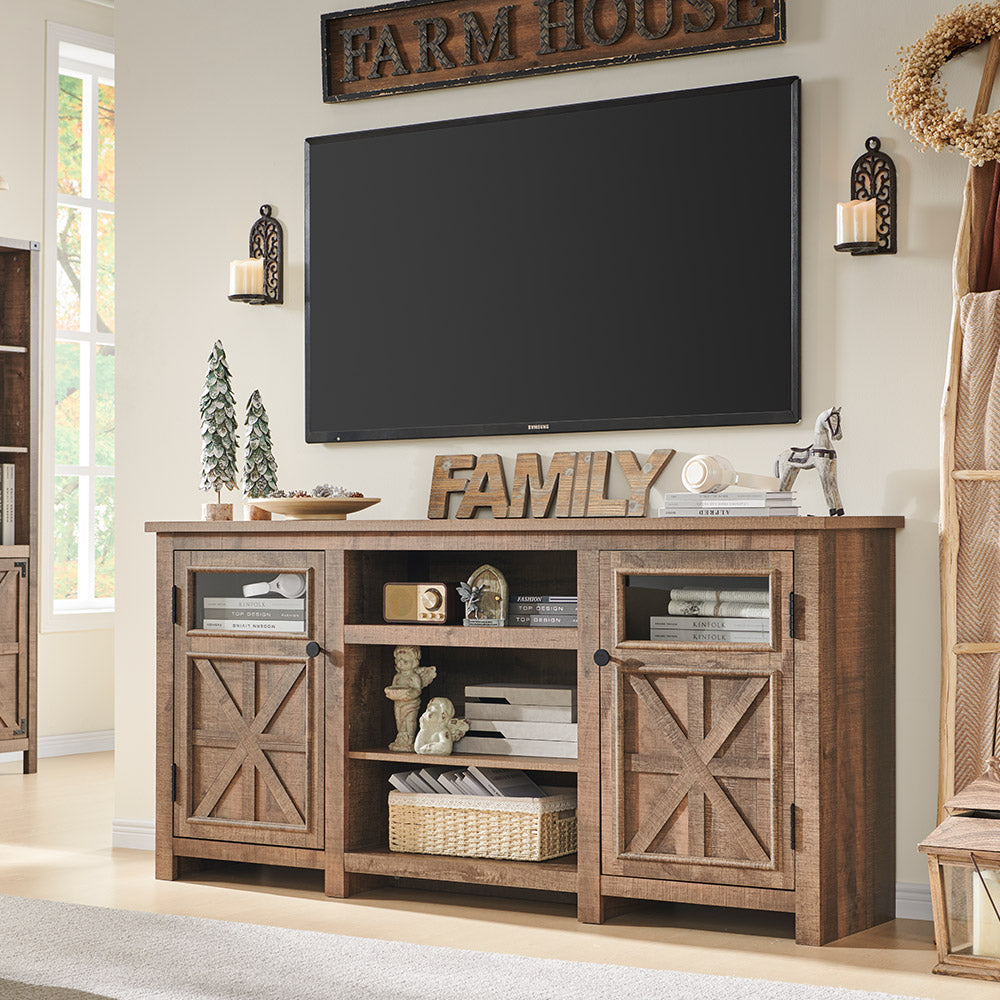 JXQTLINGMU Farmhouse TV Stand, Rustic TV Console