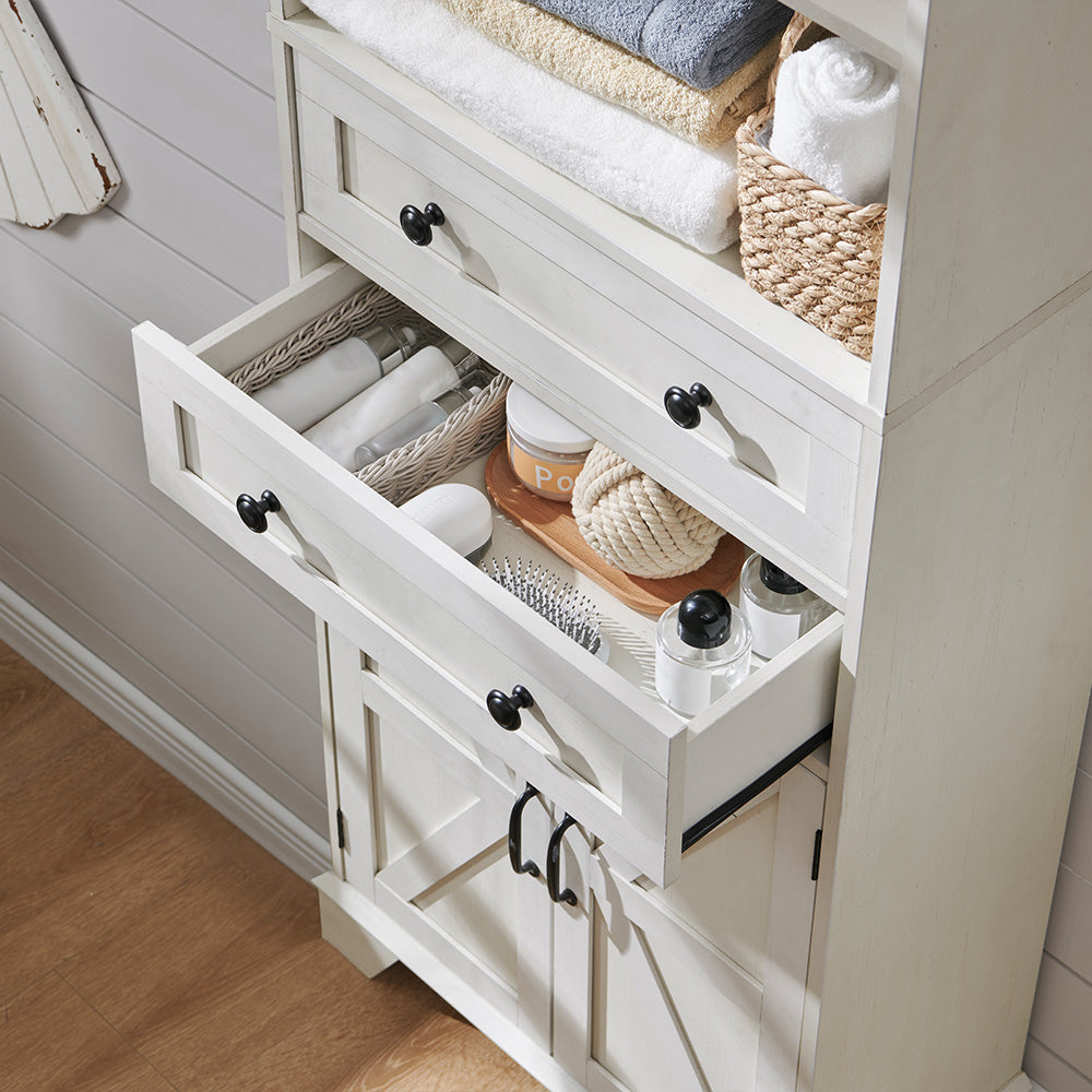 Farmhouse Bathroom Cabinet, 72 inch Tall Bathroom Storage Cabinet with 2 Drawers