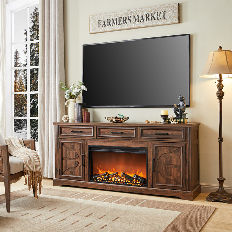 JXQTLINGMU 70 inch Farmhouse Fireplace TV Stand