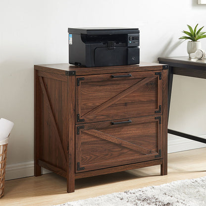 JXQTLINGMU 2 Drawer Farmhouse File Cabinet with Lock