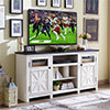 T4TREAM 66" Farmhouse TV Stand, Modern Entertainment Center with Storage Cabinets and Barn Door, White