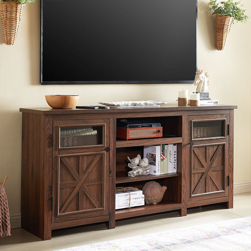 JXQTLINGMU Farmhouse TV Stand, Rustic TV Console