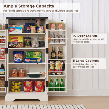 JXQTLINGMU 47 inch Kitchen Pantry, Farmhouse Storage Cabinet with Barn Door
