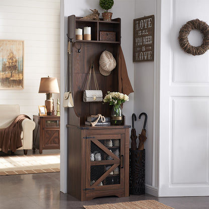 JXQTLINGMU Small Farmhouse Entryway Shoe Storage Cabinet with Coat Rack