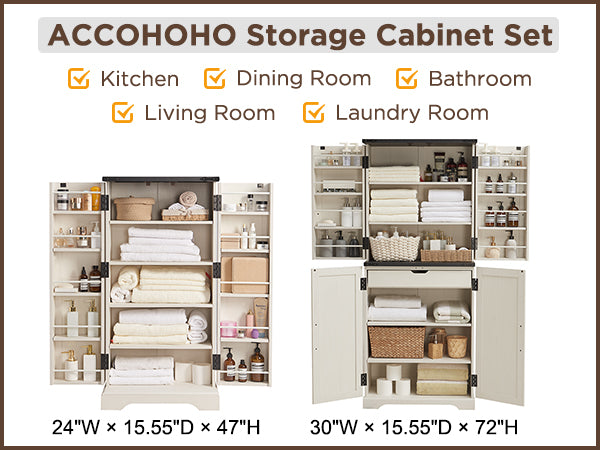 JXQTLINGMU 72 inch Farmhouse Kitchen Pantry, Kitchen Barn Doors Wood Cupboard