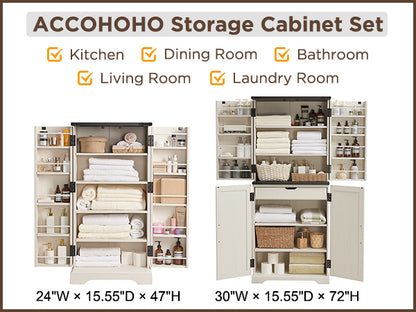 JXQTLINGMU 72 inch Farmhouse Kitchen Pantry, Kitchen Barn Doors Wood Cupboard