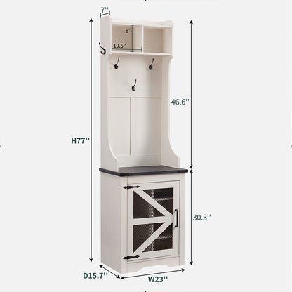 JXQTLINGMU Small Farmhouse Entryway Shoe Storage Cabinet with Coat Rack