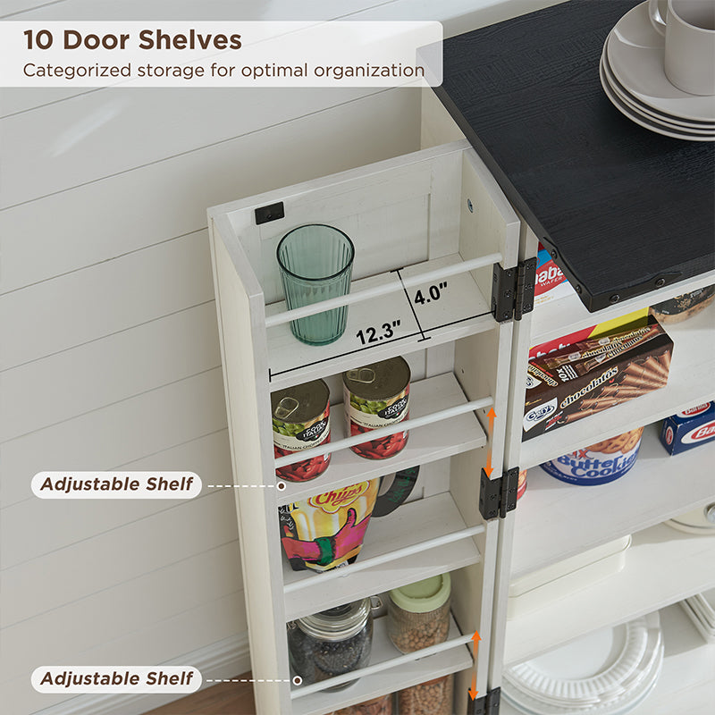 JXQTLINGMU 47 inch Kitchen Pantry, Farmhouse Storage Cabinet with Barn Door