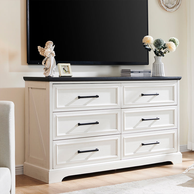 JXQTLINGMU 52 Inch Farmhouse 6 Drawer Double Dresser JXQTLINGMU 52 Inch Farmhouse 6 Drawer Double Dresser