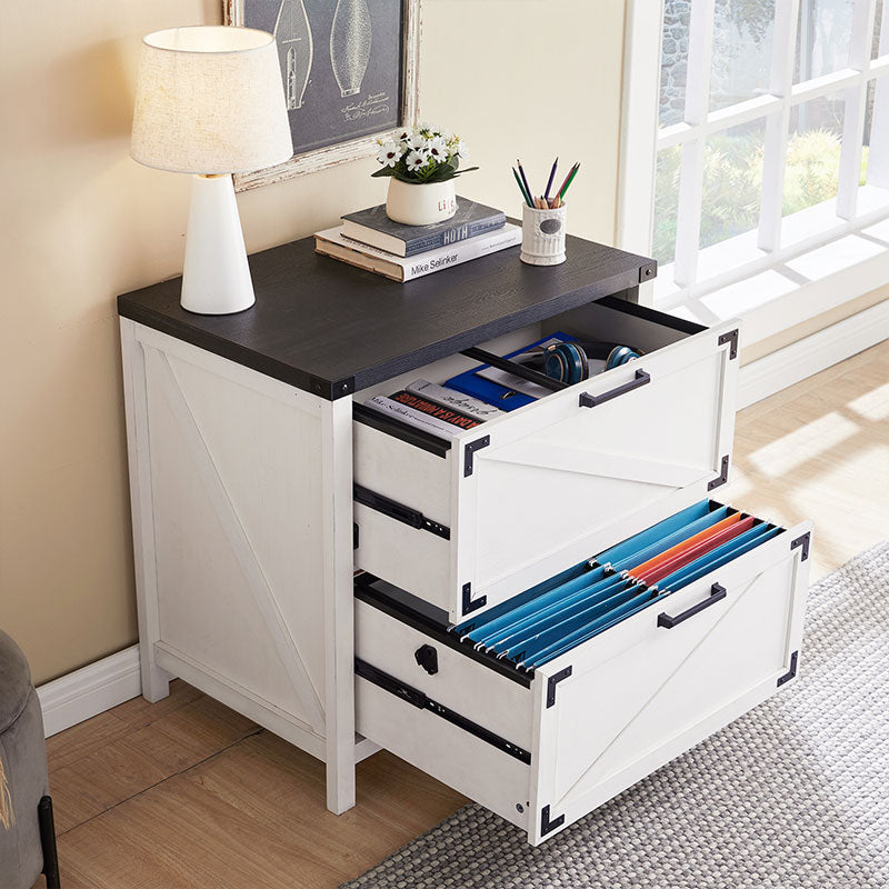 JXQTLINGMU 2 Drawer Farmhouse File Cabinet with Lock