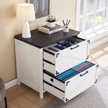 JXQTLINGMU 2 Drawer Farmhouse File Cabinet with Lock