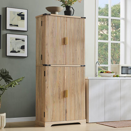 JXQTLINGMU 72 inch Tall Modern Fluted Pantry Cabinet
