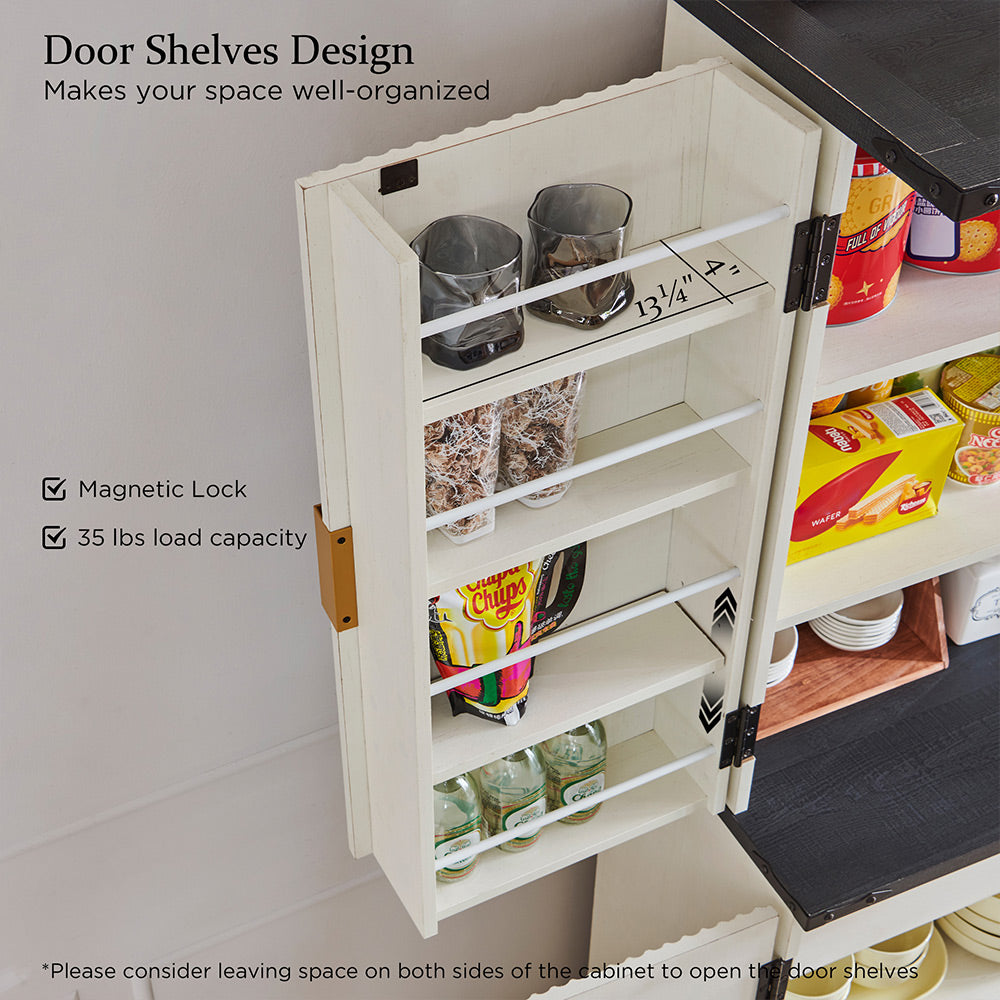 JXQTLINGMU 72 inch Tall Modern Fluted Pantry Cabinet