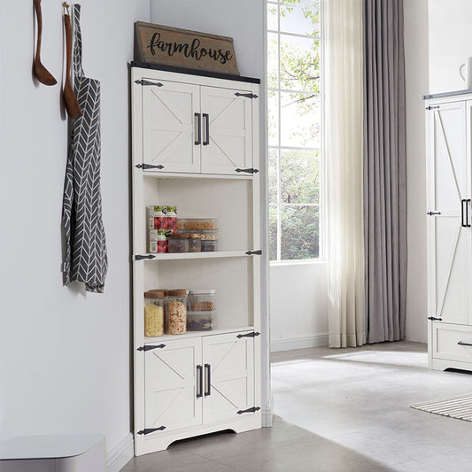 JXQTLINGMU 67 inch Farmhouse Corner Storage Cabinet