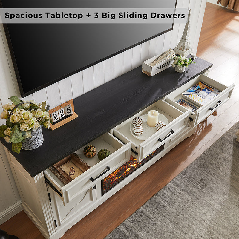 JXQTLINGMU 70 inch Farmhouse Fireplace TV Stand