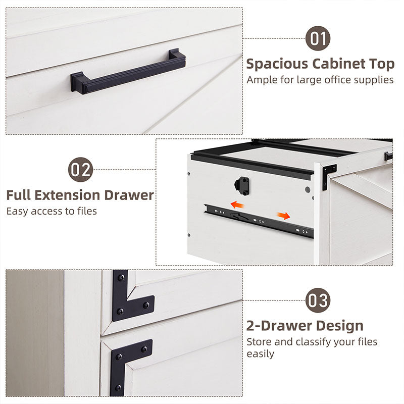 JXQTLINGMU 2 Drawer Farmhouse File Cabinet with Lock
