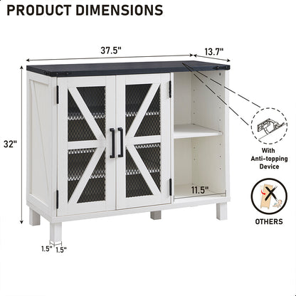 JXQTLINGMU Shoe Storage Cabinet, 38 inch Wide Farmhouse Shoe Cabinet with Mesh Doors