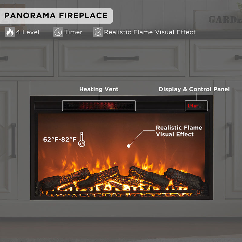 JXQTLINGMU 70 inch Farmhouse Fireplace TV Stand