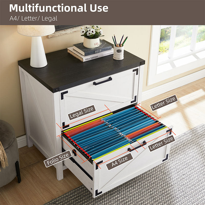 JXQTLINGMU 2 Drawer Farmhouse File Cabinet with Lock