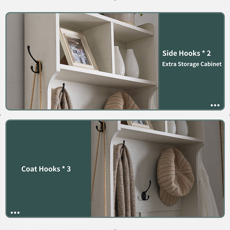 JXQTLINGMU Small Farmhouse Entryway Shoe Storage Cabinet with Coat Rack