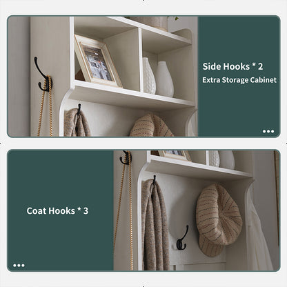 JXQTLINGMU Small Farmhouse Entryway Shoe Storage Cabinet with Coat Rack