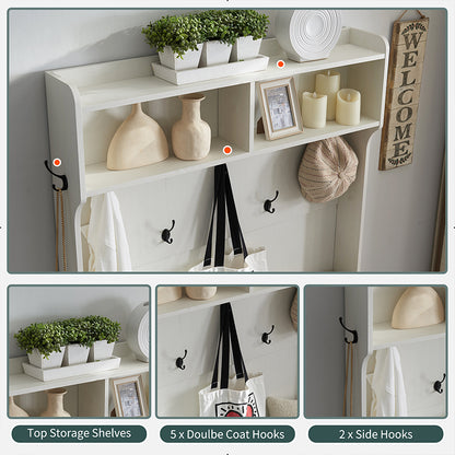 JXQTLINGMU Tall Farmhouse Entryway Shoe Storage Cabinet with Coat Rack