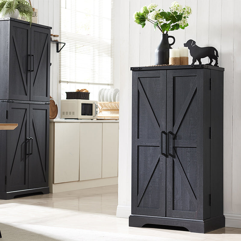 JXQTLINGMU 47 inch Kitchen Pantry, Farmhouse Storage Cabinet with Barn Door