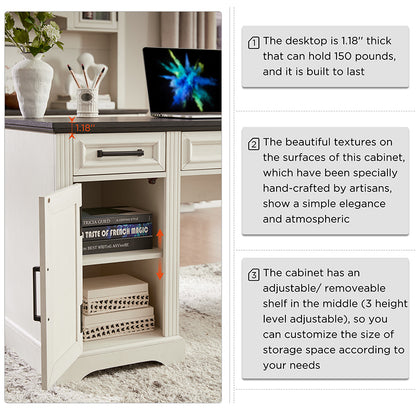 JXQTLINGMU 58 inch Executive Desk, Farmhouse Computer Desk with Drawers