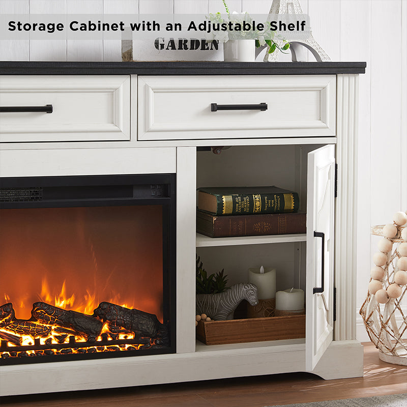 JXQTLINGMU 70 inch Farmhouse Fireplace TV Stand