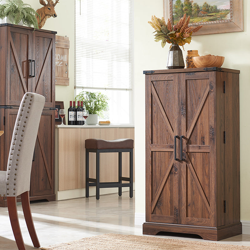 JXQTLINGMU 47 inch Kitchen Pantry, Farmhouse Storage Cabinet with Barn Door