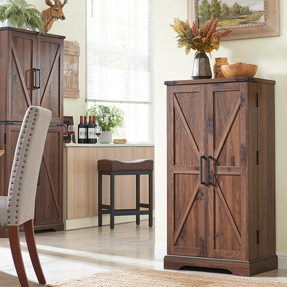 JXQTLINGMU 47 inch Kitchen Pantry, Farmhouse Storage Cabinet with Barn Door