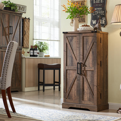 JXQTLINGMU 47 inch Kitchen Pantry, Farmhouse Storage Cabinet with Barn Door