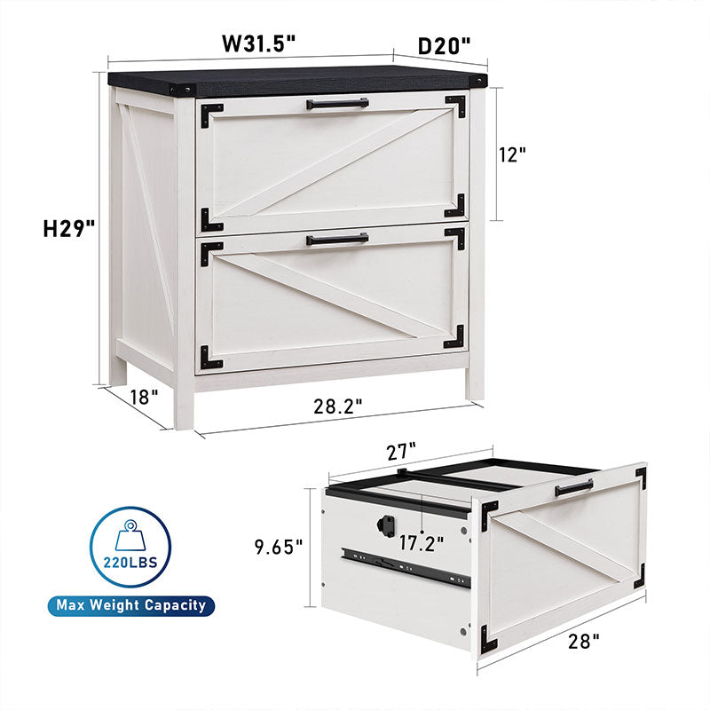 JXQTLINGMU 2 Drawer Farmhouse File Cabinet with Lock