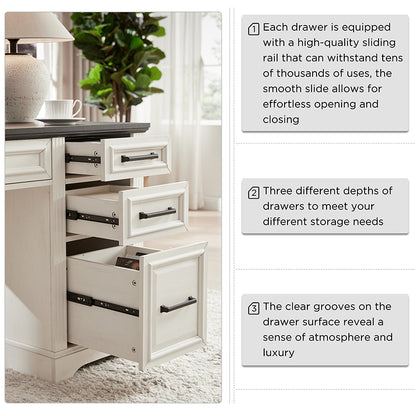 JXQTLINGMU 58 inch Executive Desk, Farmhouse Computer Desk with Drawers