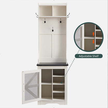 JXQTLINGMU Small Farmhouse Entryway Shoe Storage Cabinet with Coat Rack